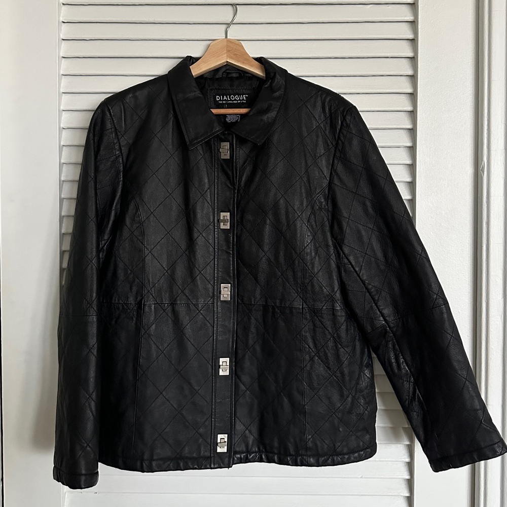 Vintage Dialogue Black Quilted Leather Jacket